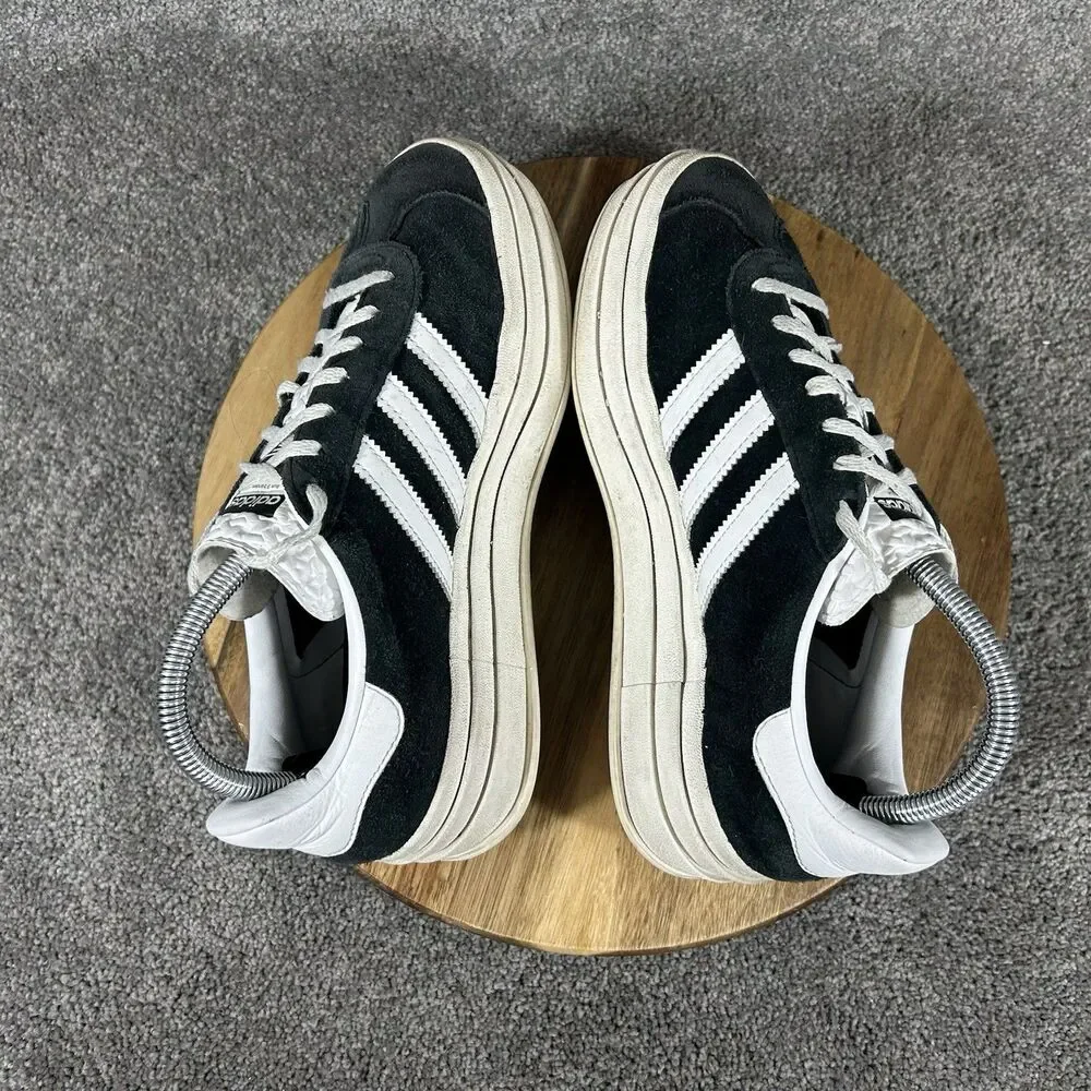 Adidas Gazelle Women's Size 7.5 Bold Black White Casual Platform Shoes Used